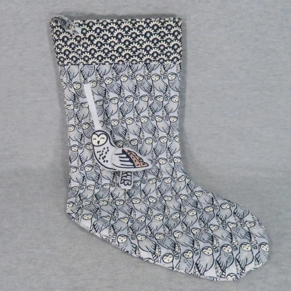 Vera Bradley Christmas Stocking & Ornament Set Gray Owls Holiday Quilted Retired